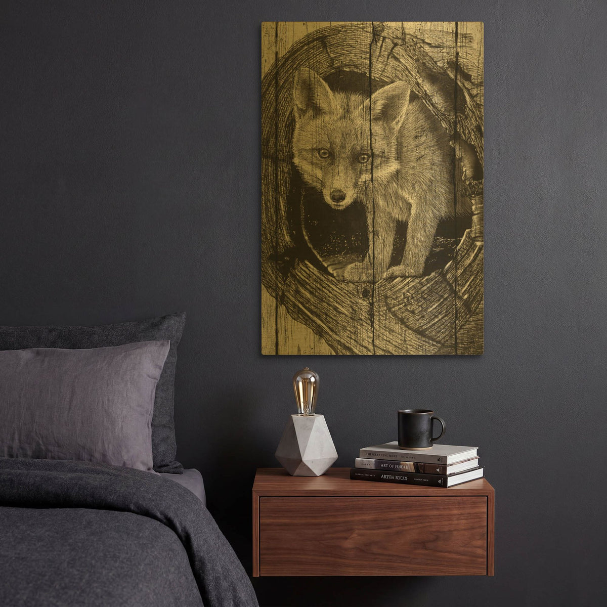 'Baby In A Tree 01' By Gordon Semmens Gold Metal Wall Art