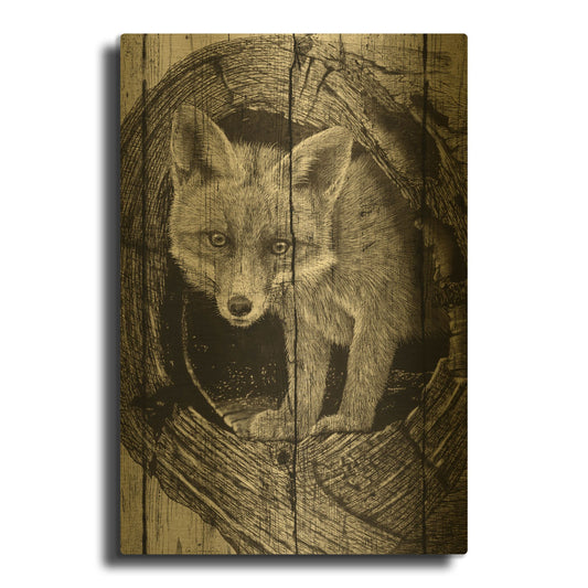 'Baby In A Tree 01' By Gordon Semmens Gold Metal Wall Art