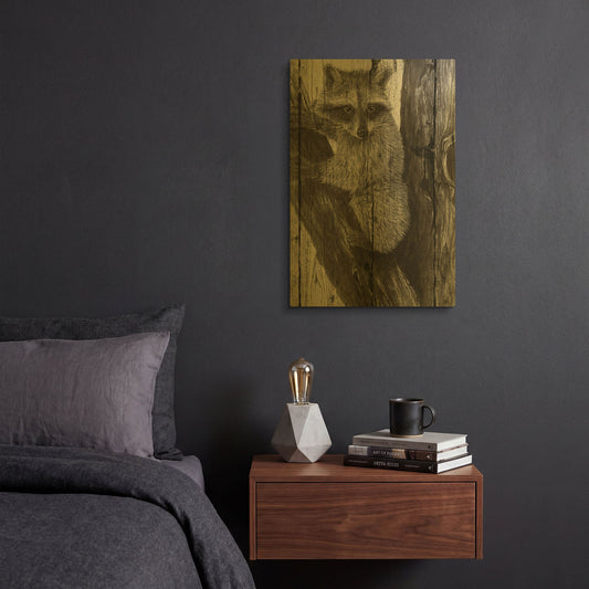 'Baby In A Tree 02' By Gordon Semmens Gold Metal Wall Art