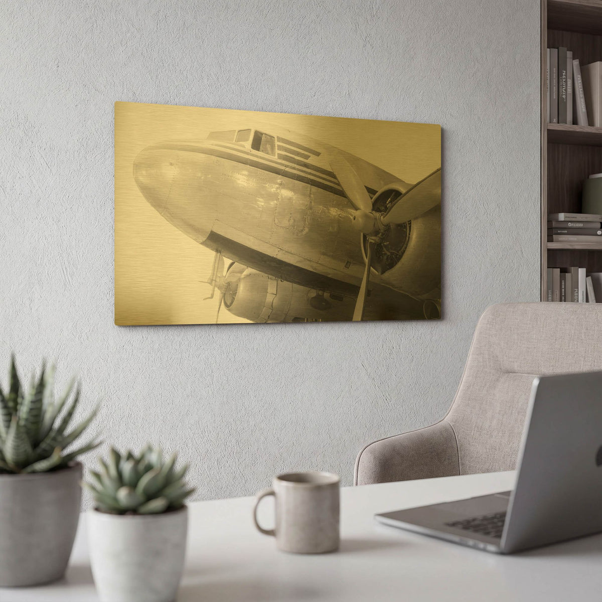 'Bonanzaville Antiques 01' By Gordon Semmens Gold Metal Wall Art