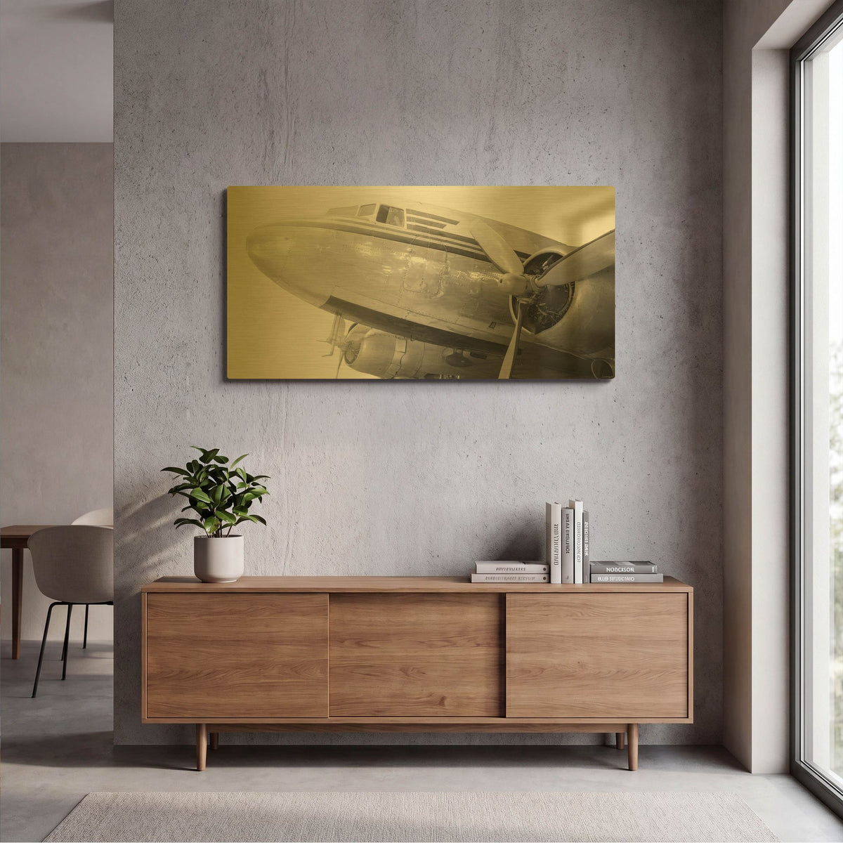 'Bonanzaville Antiques 01' By Gordon Semmens Gold Metal Wall Art