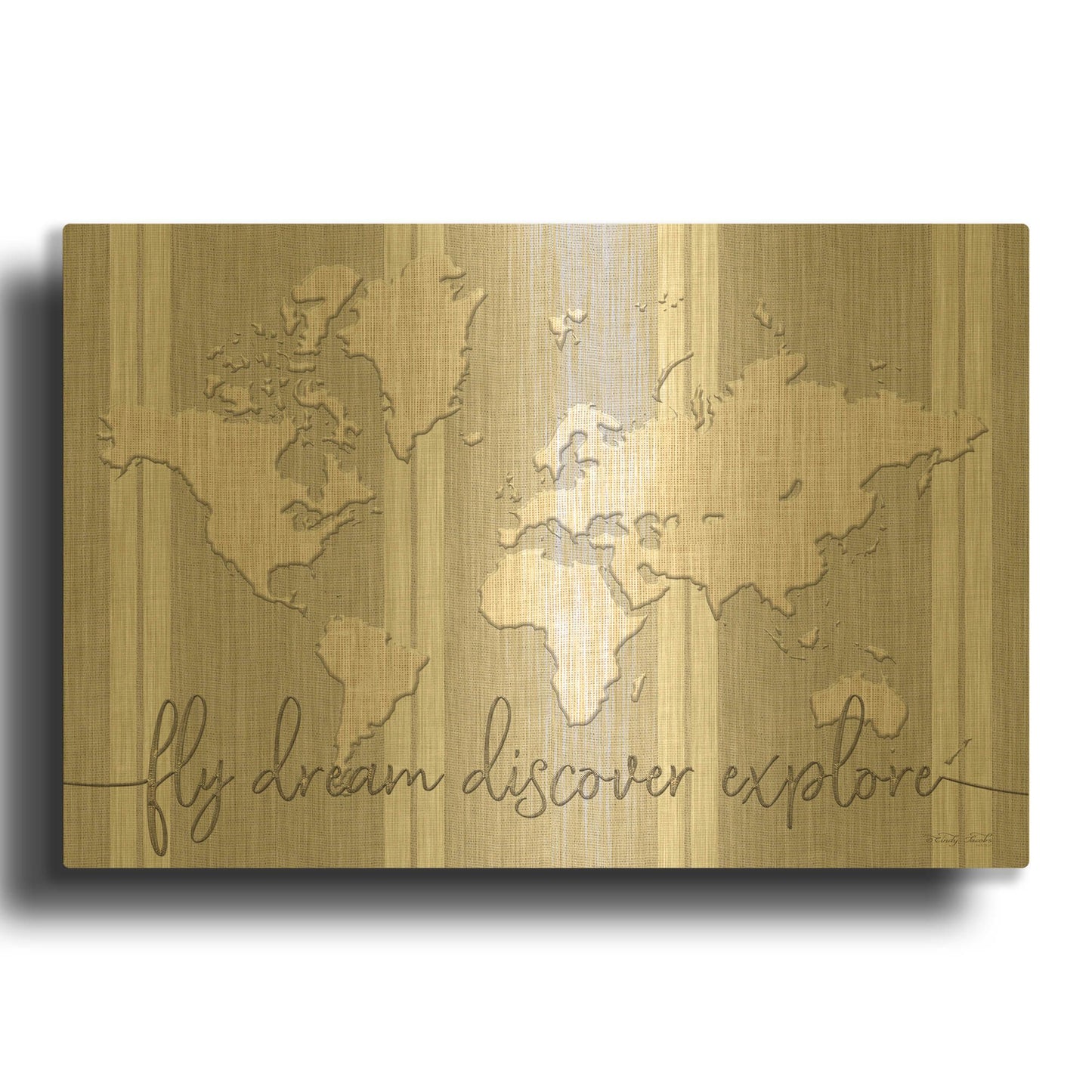 'Fly Dream Discover Explore' By Cindy Jacobs Gold Metal Wall Art