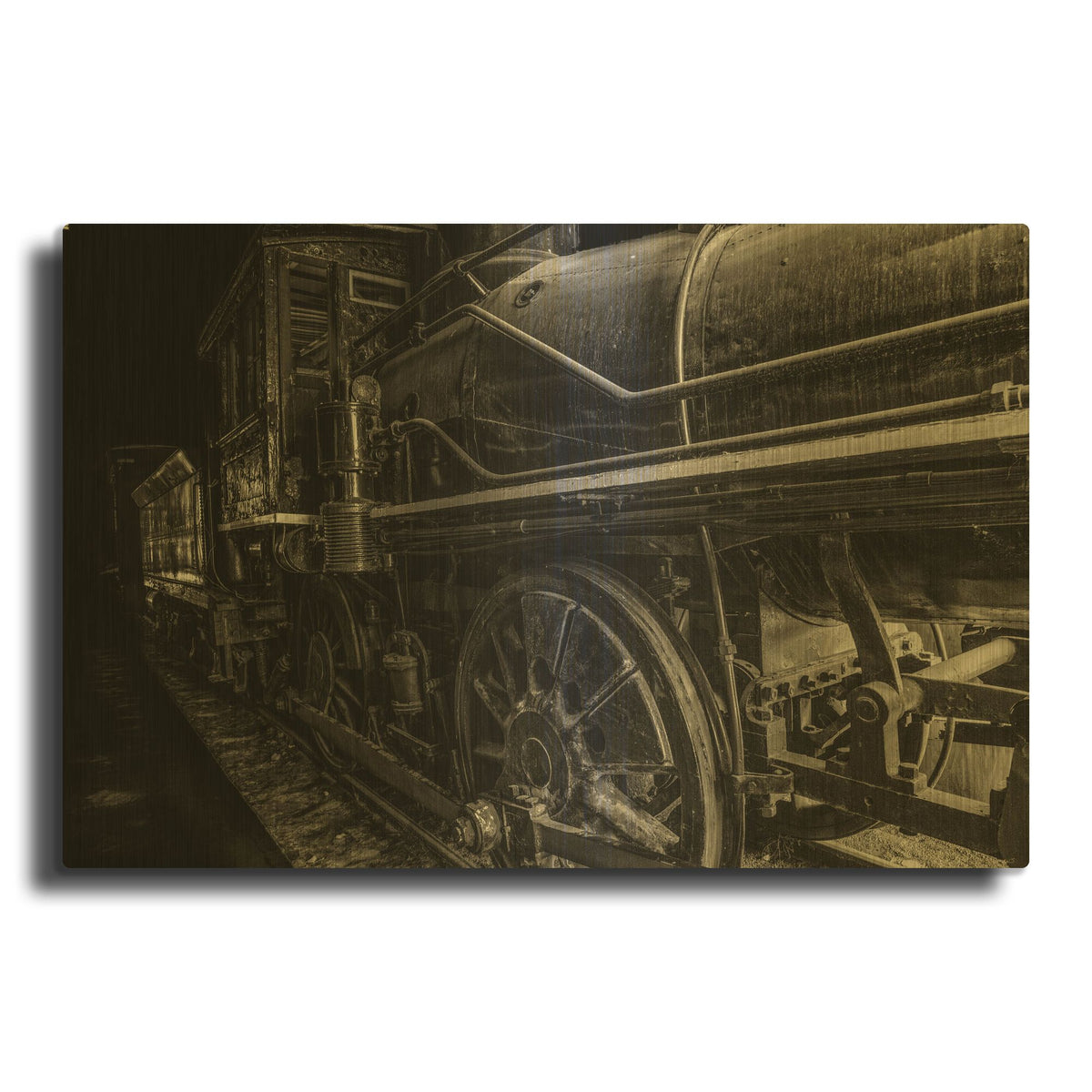 'Bonanzaville Antiques 10' By Gordon Semmens Gold Metal Wall Art
