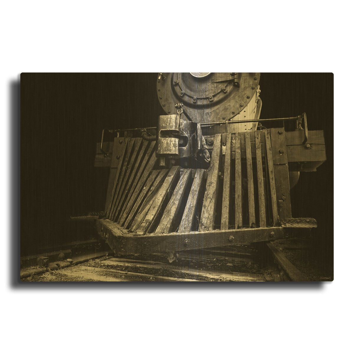 'Bonanzaville Antiques 11' By Gordon Semmens Gold Metal Wall Art