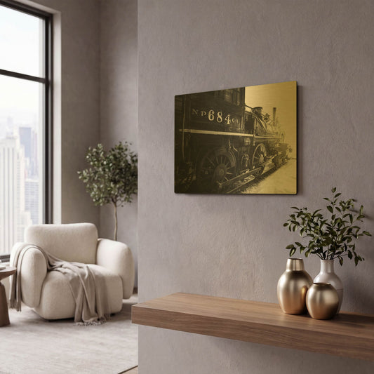 'Bonanzaville Antiques 13' By Gordon Semmens Gold Metal Wall Art