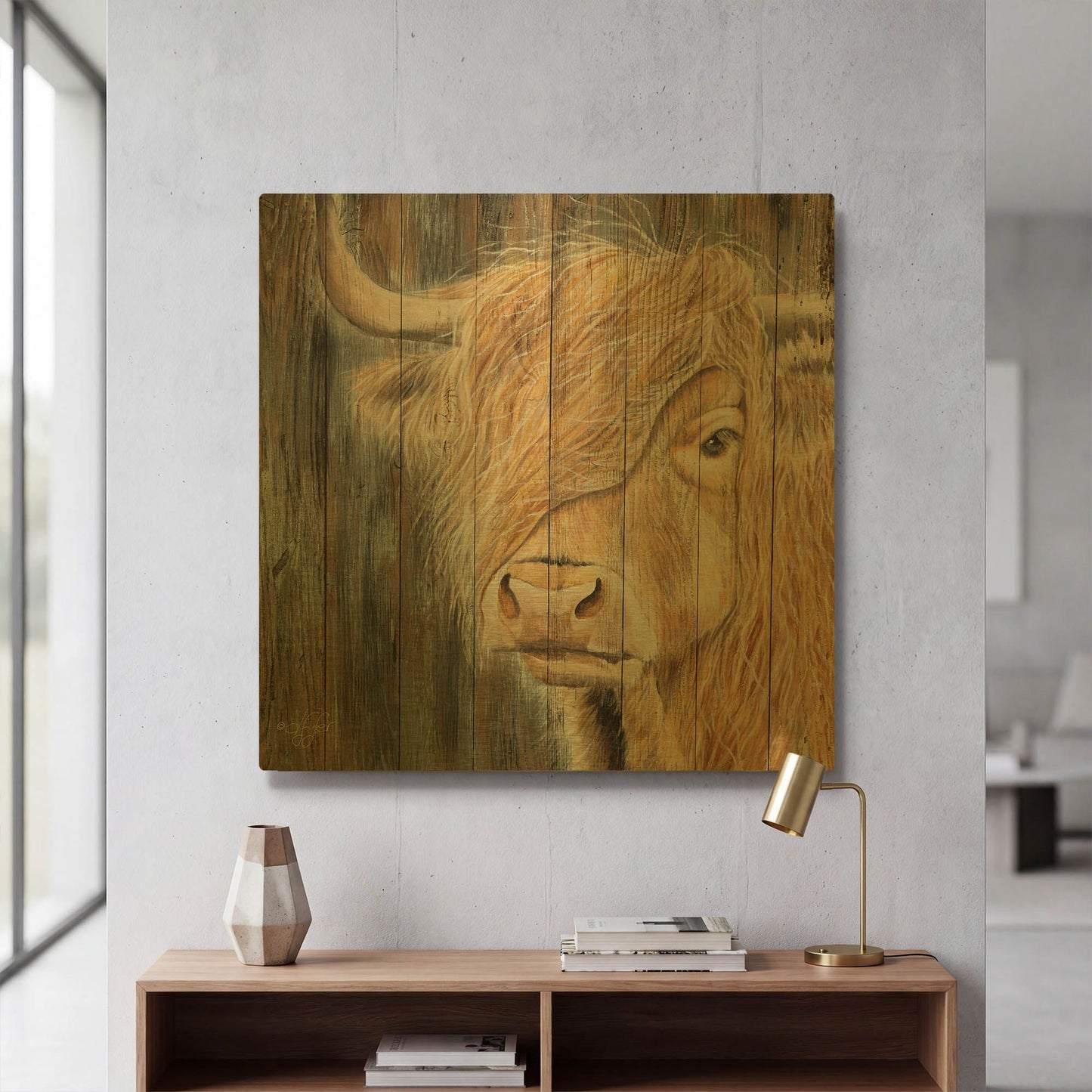 'A Windy Day on the Farm' By Diane Fifer Gold Metal Wall Art