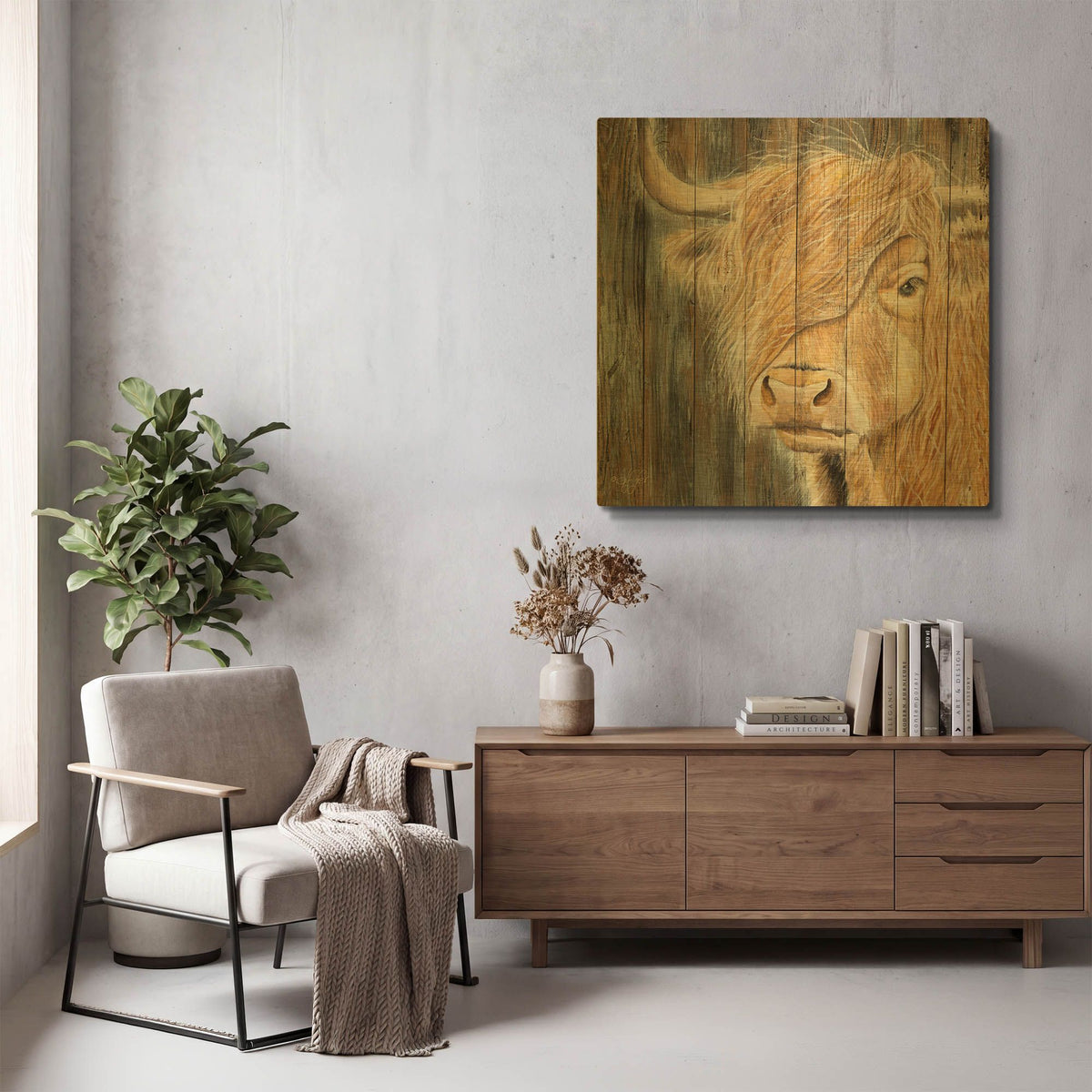 'A Windy Day on the Farm' By Diane Fifer Gold Metal Wall Art