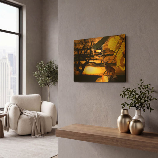 'Dewdrop Sunset' By Gordon Semmens Gold Metal Wall Art