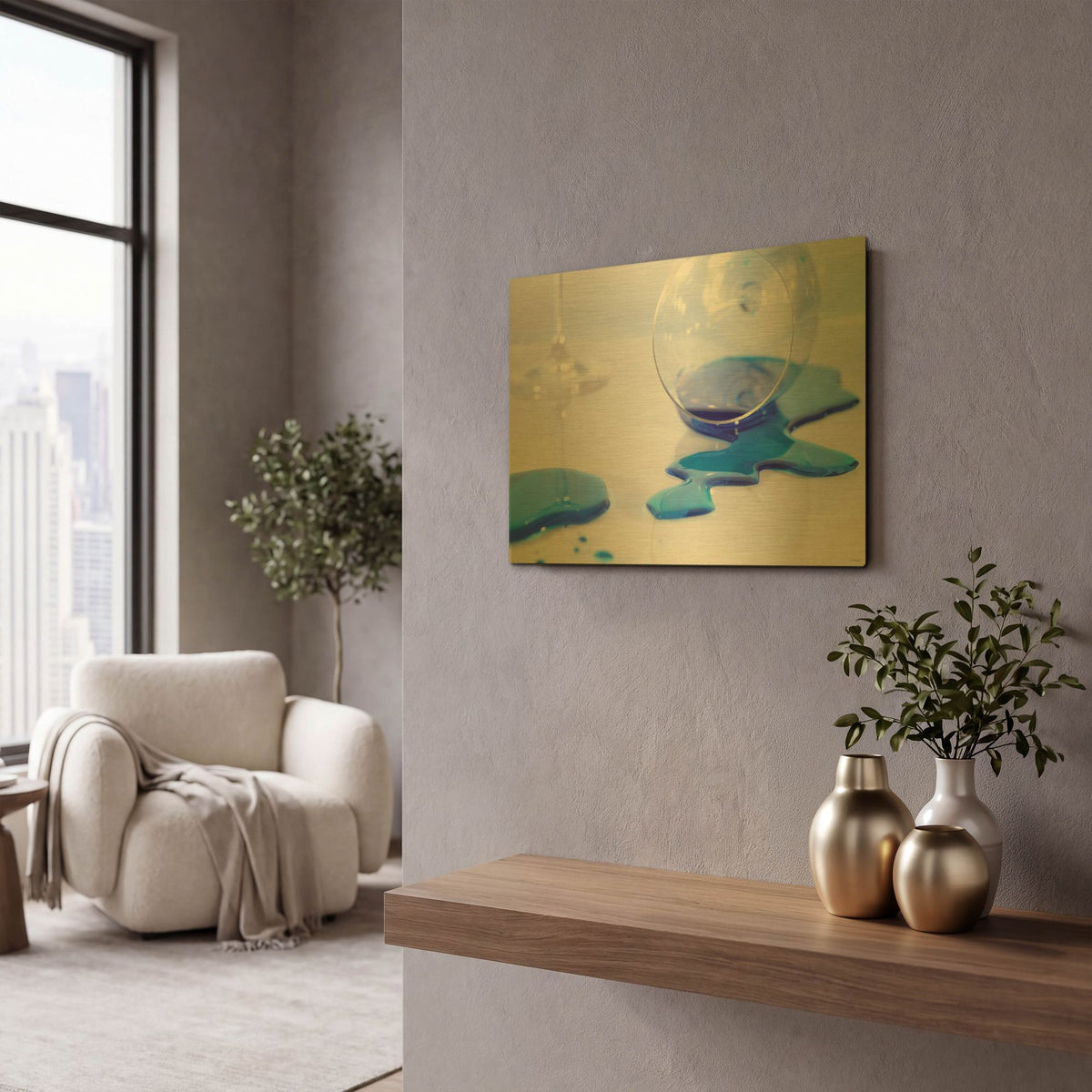 'Drink Splash 2' By Gordon Semmens Gold Metal Wall Art