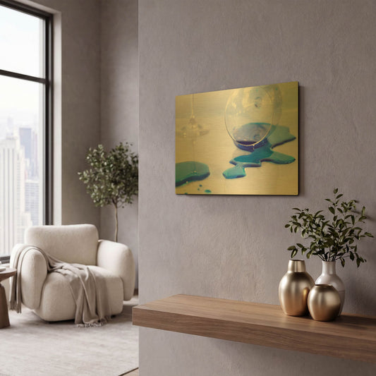 'Drink Splash 2' By Gordon Semmens Gold Metal Wall Art