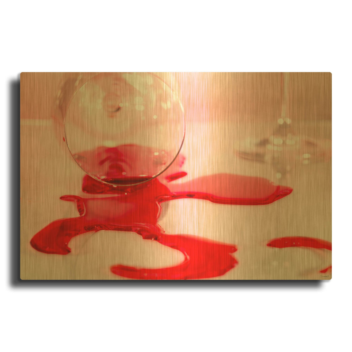 'Drink Splash 3' By Gordon Semmens Gold Metal Wall Art