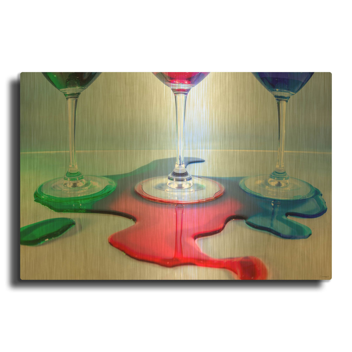 'Drink Splash 4' By Gordon Semmens Gold Metal Wall Art