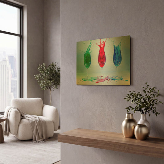 'Drink Splash 5' By Gordon Semmens Gold Metal Wall Art