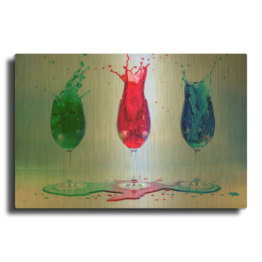 'Drink Splash 5' By Gordon Semmens Gold Metal Wall Art