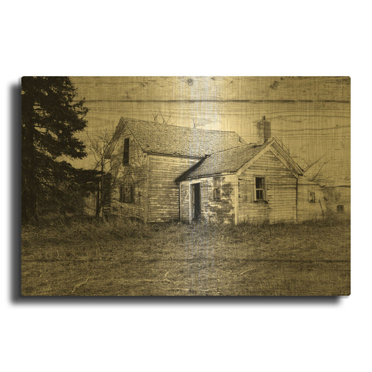 'Lost Farmstead On The Prairie 005' By Gordon Semmens Gold Metal Wall Art