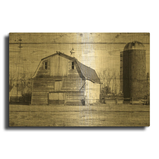 'Lost Farmstead On The Prairie 006' By Gordon Semmens Gold Metal Wall Art