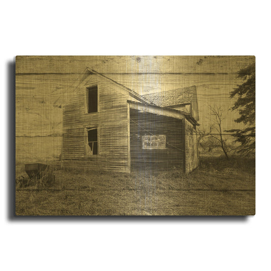 'Lost Farmstead On The Prairie 008' By Gordon Semmens Gold Metal Wall Art