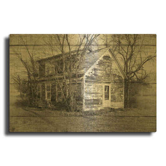 'Lost Farmstead On The Prairie 009' By Gordon Semmens Gold Metal Wall Art