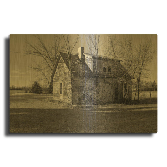 'Lost Farmstead On The Prairie 016' By Gordon Semmens Gold Metal Wall Art