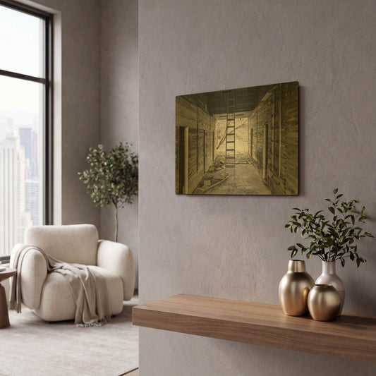 'Lost Farmstead On The Prairie 025' By Gordon Semmens Gold Metal Wall Art