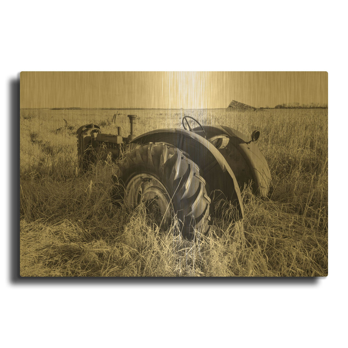 'Lost Farmstead On The Prairie 026' By Gordon Semmens Gold Metal Wall Art