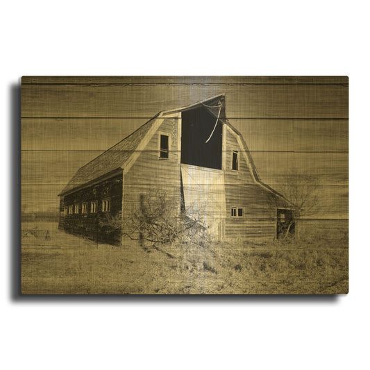 'Lost Farmstead On The Prairie 027' By Gordon Semmens Gold Metal Wall Art