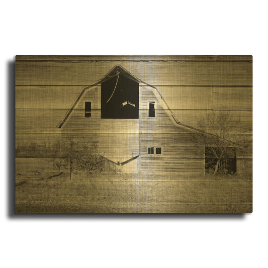 'Lost Farmstead On The Prairie 028' By Gordon Semmens Gold Metal Wall Art