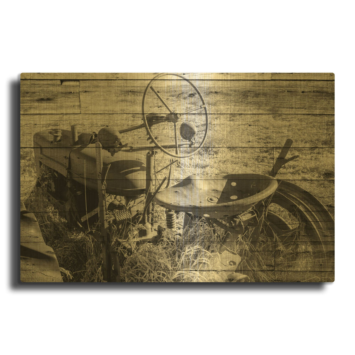 'Lost Farmstead On The Prairie 030' By Gordon Semmens Gold Metal Wall Art