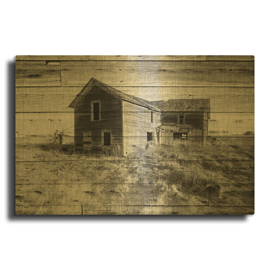 'Lost Farmstead On The Prairie 031' By Gordon Semmens Gold Metal Wall Art