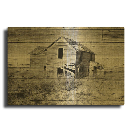 'Lost Farmstead On The Prairie 032' By Gordon Semmens Gold Metal Wall Art