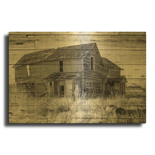 'Lost Farmstead On The Prairie 033' By Gordon Semmens Gold Metal Wall Art