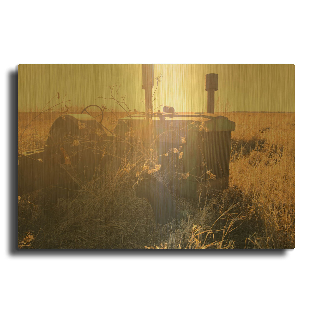 'Lost Farmstead On The Prairie 041' By Gordon Semmens Gold Metal Wall Art