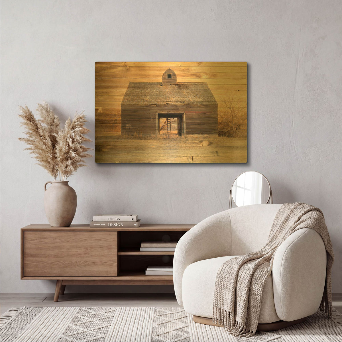 'Lost Farmstead On The Prairie 044' By Gordon Semmens Gold Metal Wall Art