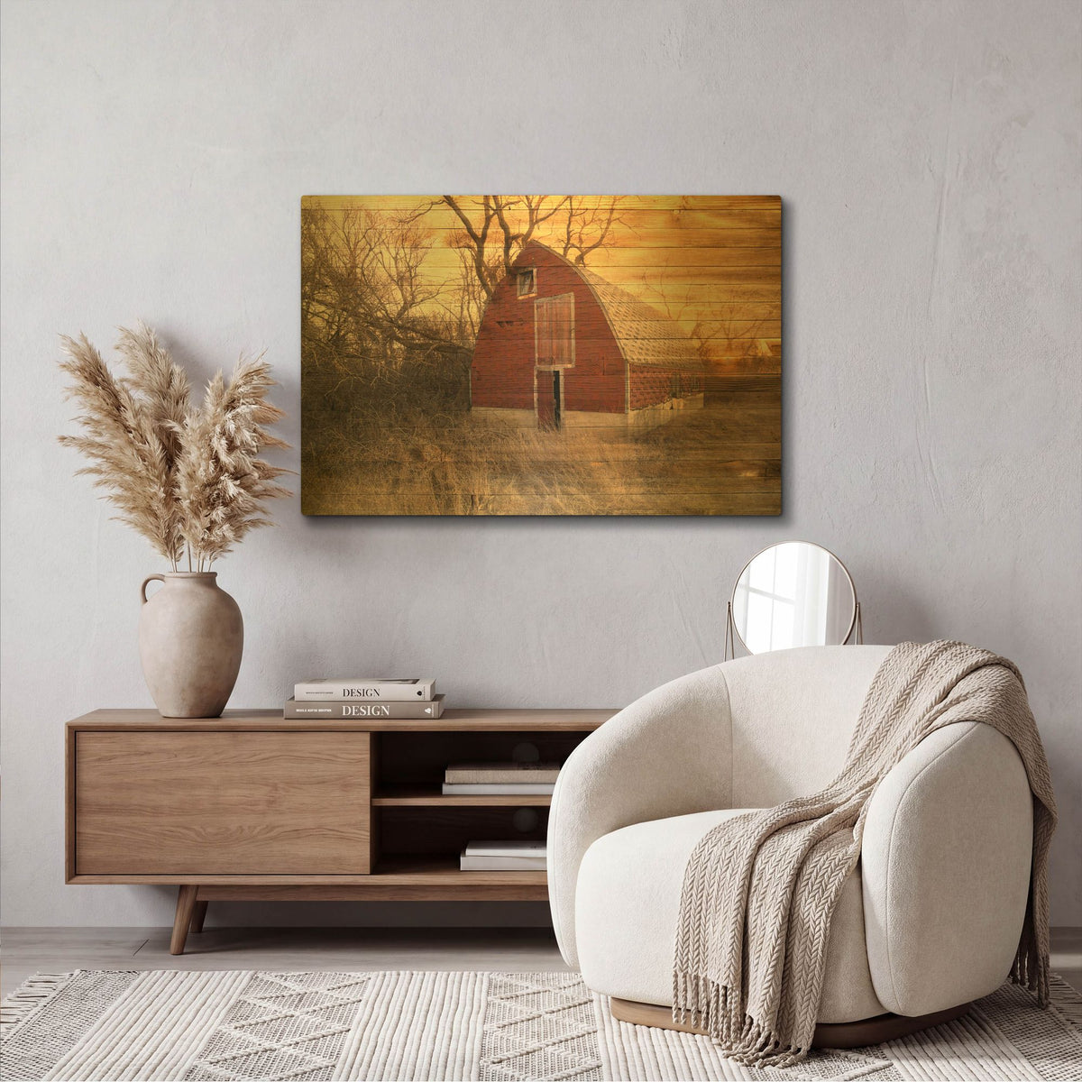 'Lost Farmstead On The Prairie 045' By Gordon Semmens Gold Metal Wall Art