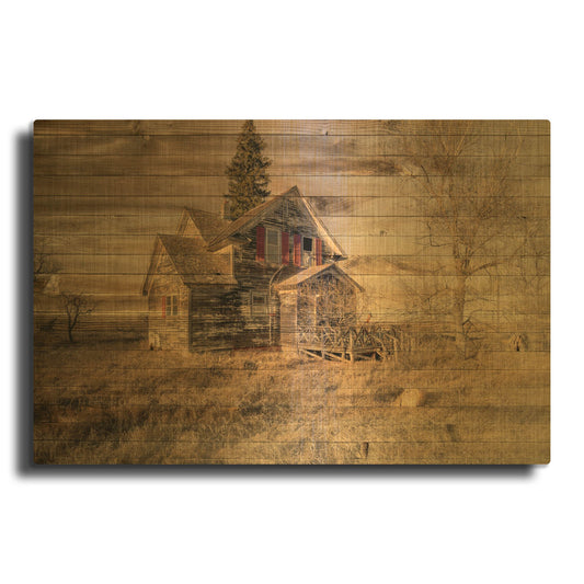 'Lost Farmstead On The Prairie 049' By Gordon Semmens Gold Metal Wall Art