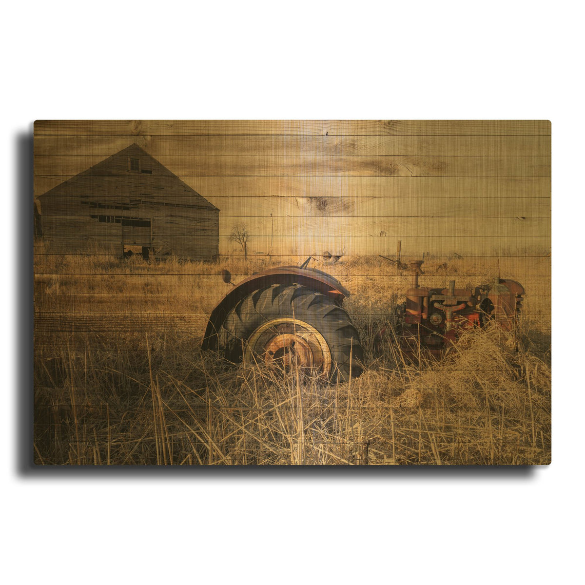 'Lost Farmstead On The Prairie 051' By Gordon Semmens Gold Metal Wall Art