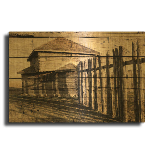 'Lost Farmstead On The Prairie 055' By Gordon Semmens Gold Metal Wall Art