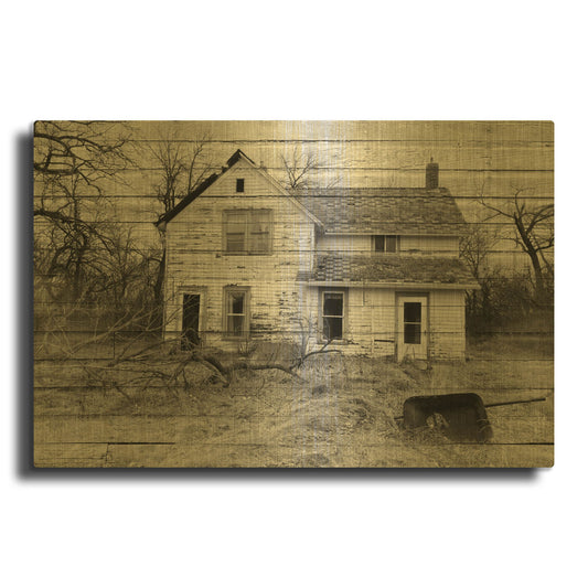 'Lost Farmstead On The Prairie 067' By Gordon Semmens Gold Metal Wall Art