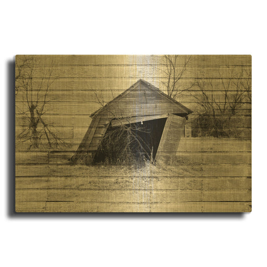 'Lost Farmstead On The Prairie 068' By Gordon Semmens Gold Metal Wall Art