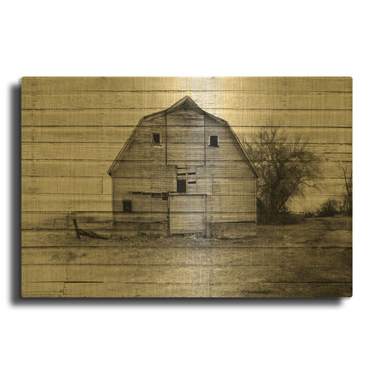 'Lost Farmstead On The Prairie 069' By Gordon Semmens Gold Metal Wall Art