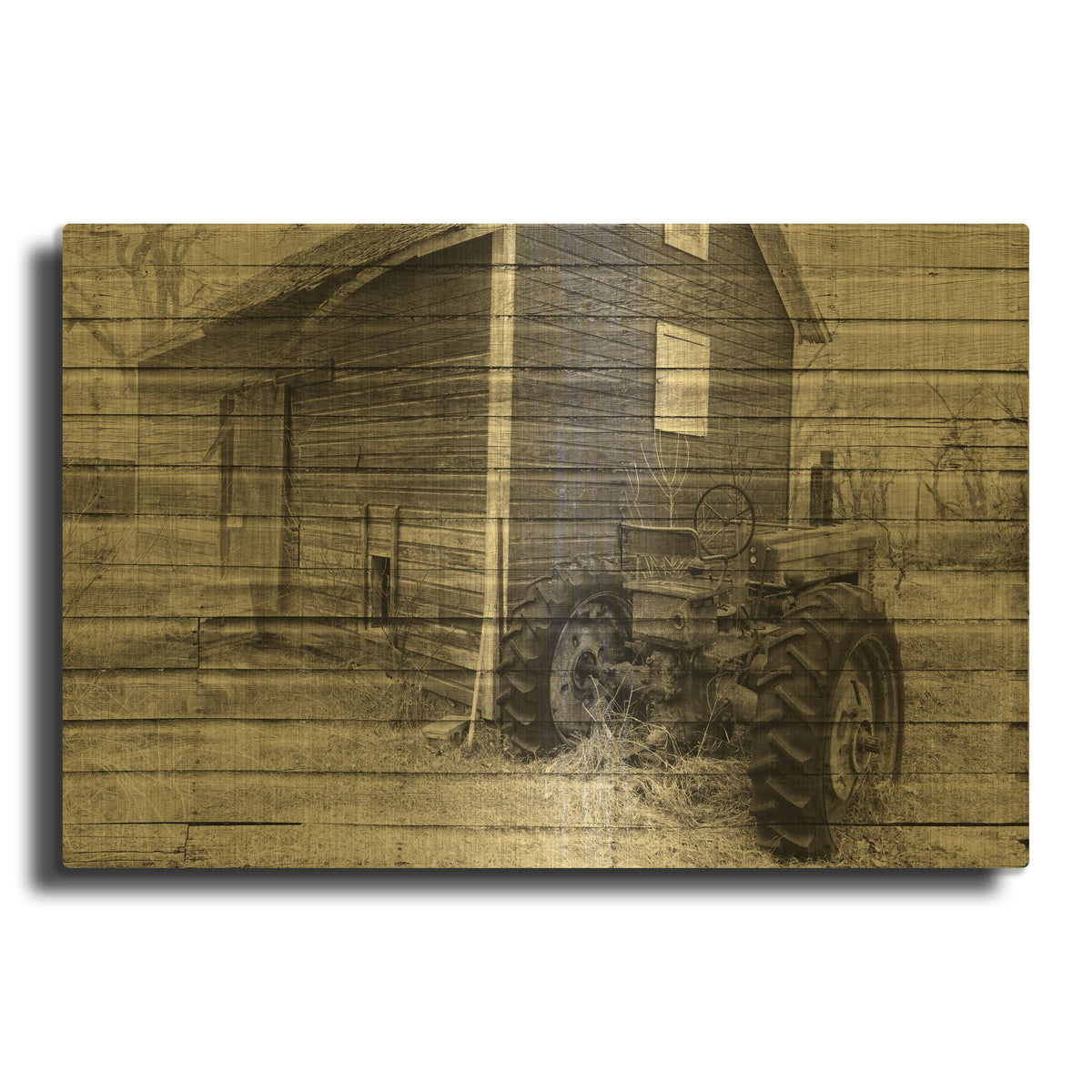 'Lost Farmstead On The Prairie 070' By Gordon Semmens Gold Metal Wall Art