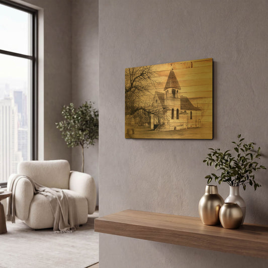 'Lost Farmstead On The Prairie 074' By Gordon Semmens Gold Metal Wall Art