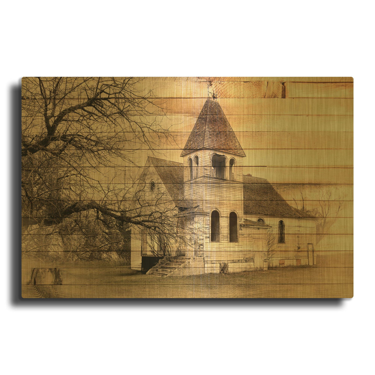 'Lost Farmstead On The Prairie 074' By Gordon Semmens Gold Metal Wall Art