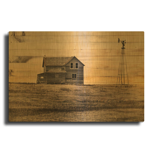 'Lost Farmstead On The Prairie 075' By Gordon Semmens Gold Metal Wall Art