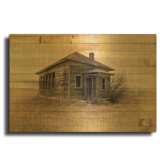 'Lost Farmstead On The Prairie 076' By Gordon Semmens Gold Metal Wall Art