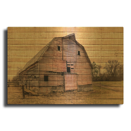 'Lost Farmstead On The Prairie 077' By Gordon Semmens Gold Metal Wall Art