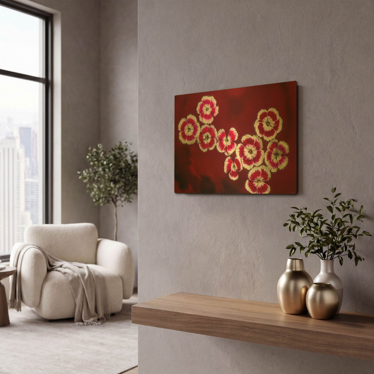 'Macro Flowers 02' By Gordon Semmens Gold Metal Wall Art