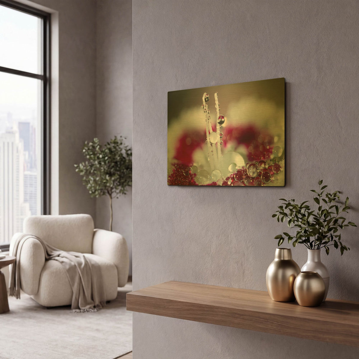 'Macro Flowers 07' By Gordon Semmens Gold Metal Wall Art