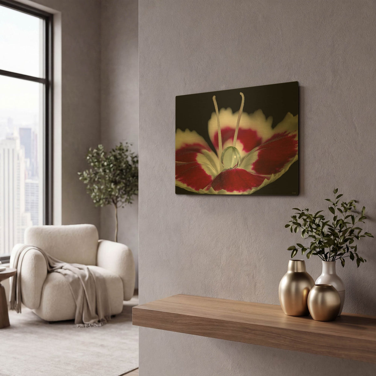 'Macro Flowers 12' By Gordon Semmens Gold Metal Wall Art