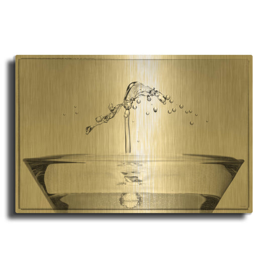 'Martini Splash 03' By Gordon Semmens Gold Metal Wall Art